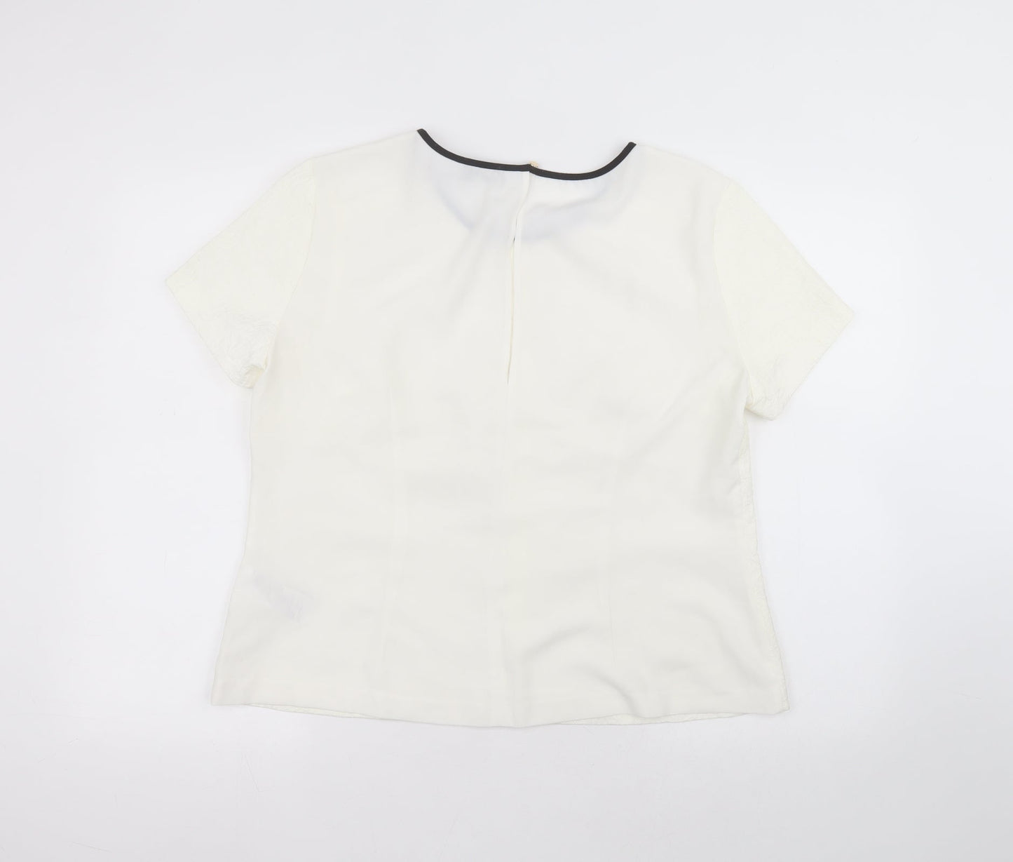 Oasis Womens White  Cotton Basic T-Shirt Size 16 Round Neck