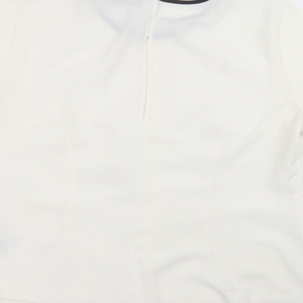 Oasis Womens White  Cotton Basic T-Shirt Size 16 Round Neck