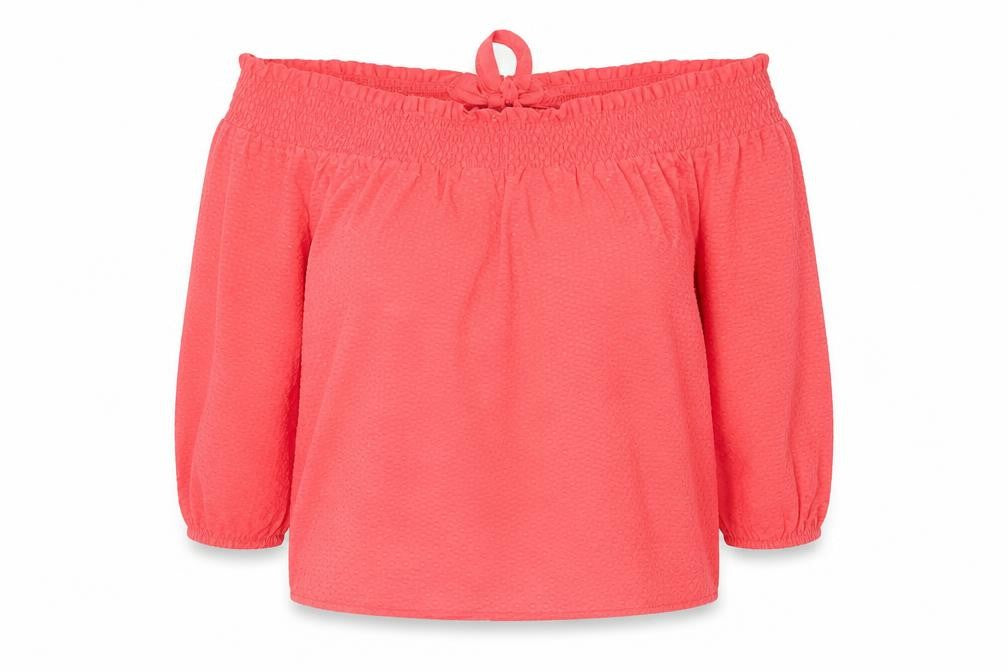 Primark Womens Red  Cotton Basic Blouse Size 14 Round Neck