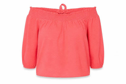 Primark Womens Red  Cotton Basic Blouse Size 14 Round Neck