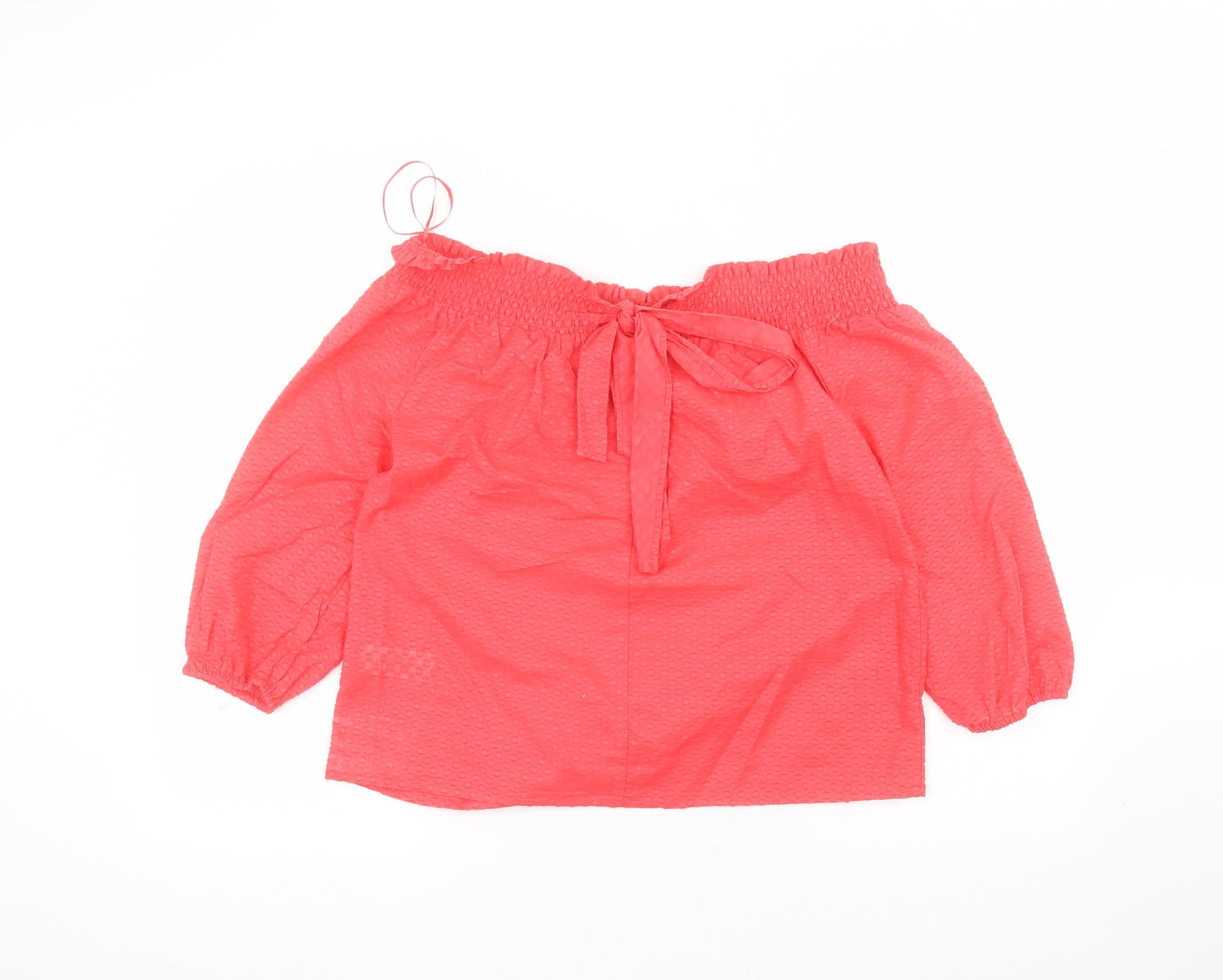 Primark Womens Red  Cotton Basic Blouse Size 14 Round Neck