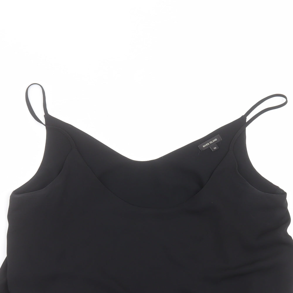 River Island Womens Black  Polyester Basic T-Shirt Size 10 Round Neck