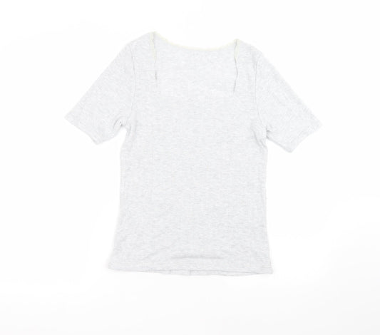Marks and Spencer Womens Grey  Viscose Basic T-Shirt Size 14 Round Neck