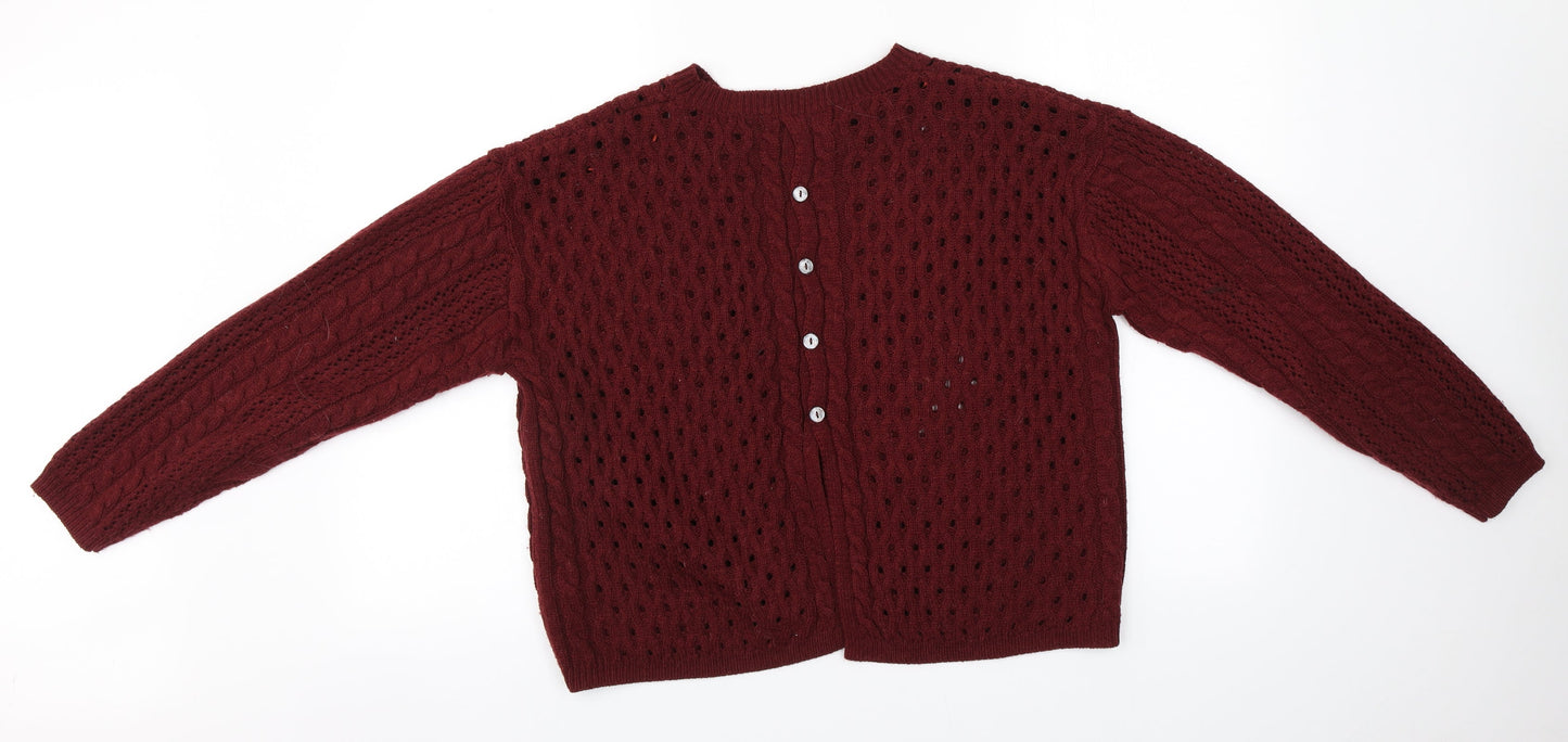 Marks and Spencer Womens Red Round Neck  Acrylic Pullover Jumper Size 14