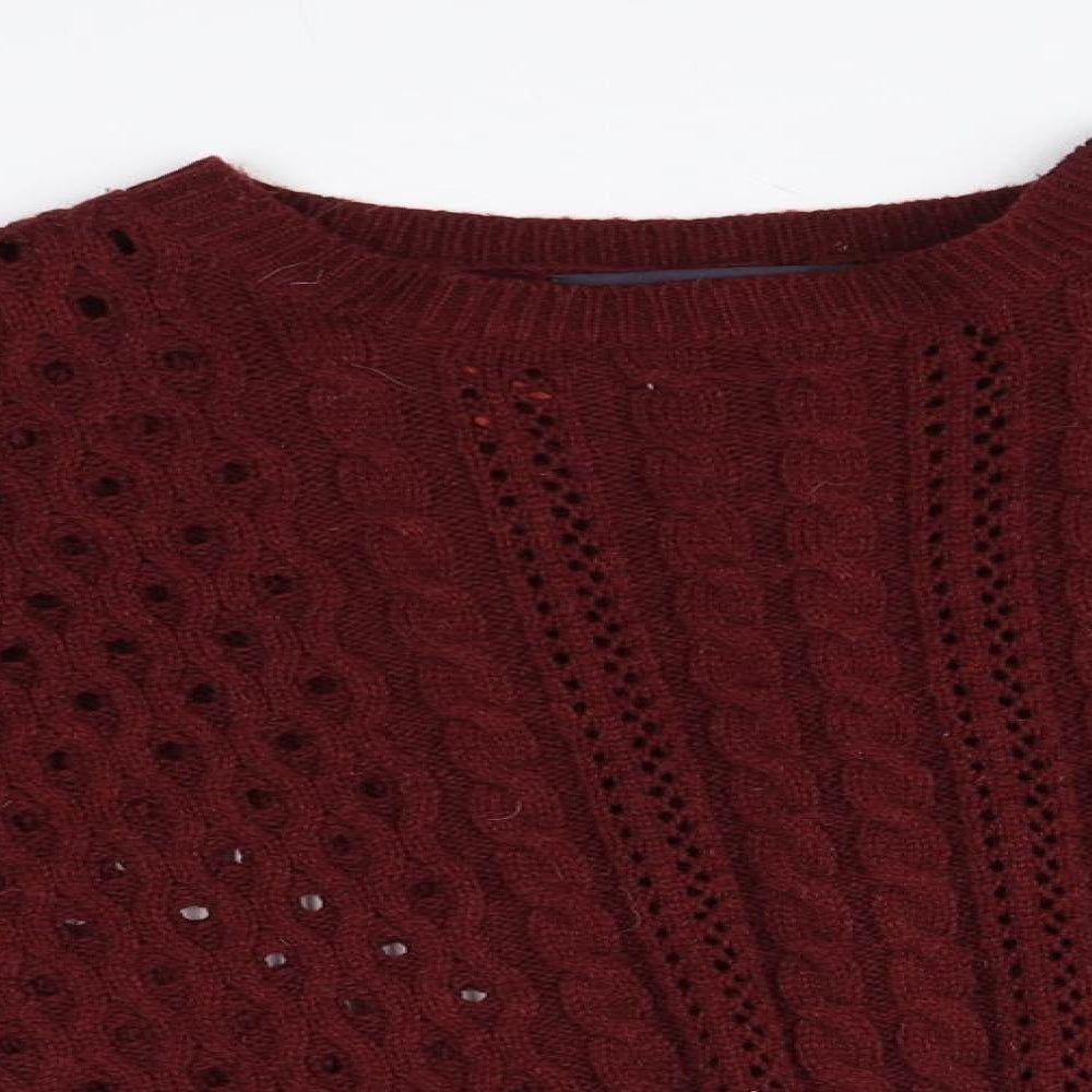Marks and Spencer Womens Red Round Neck  Acrylic Pullover Jumper Size 14