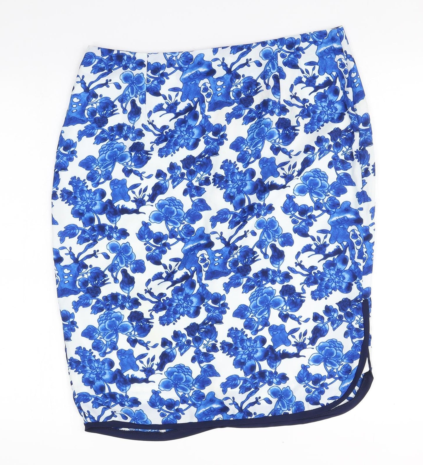 South Womens Blue Floral Polyester Straight & Pencil Skirt Size 14