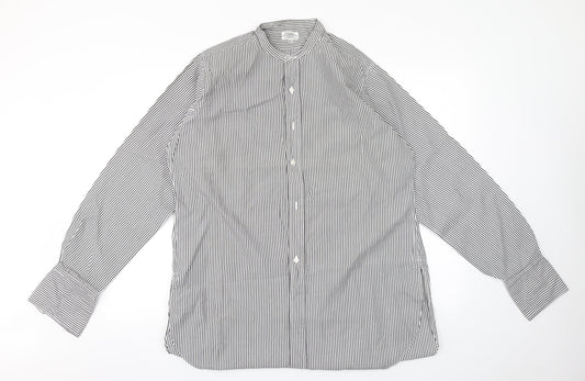 Preworn Mens White Striped   Button-Up Size 16 Collared