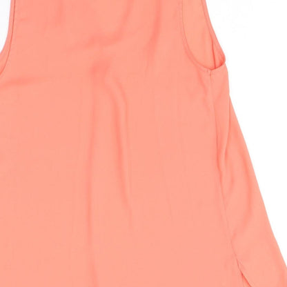 New Look Womens Pink  Polyester Basic Blouse Size 10 V-Neck