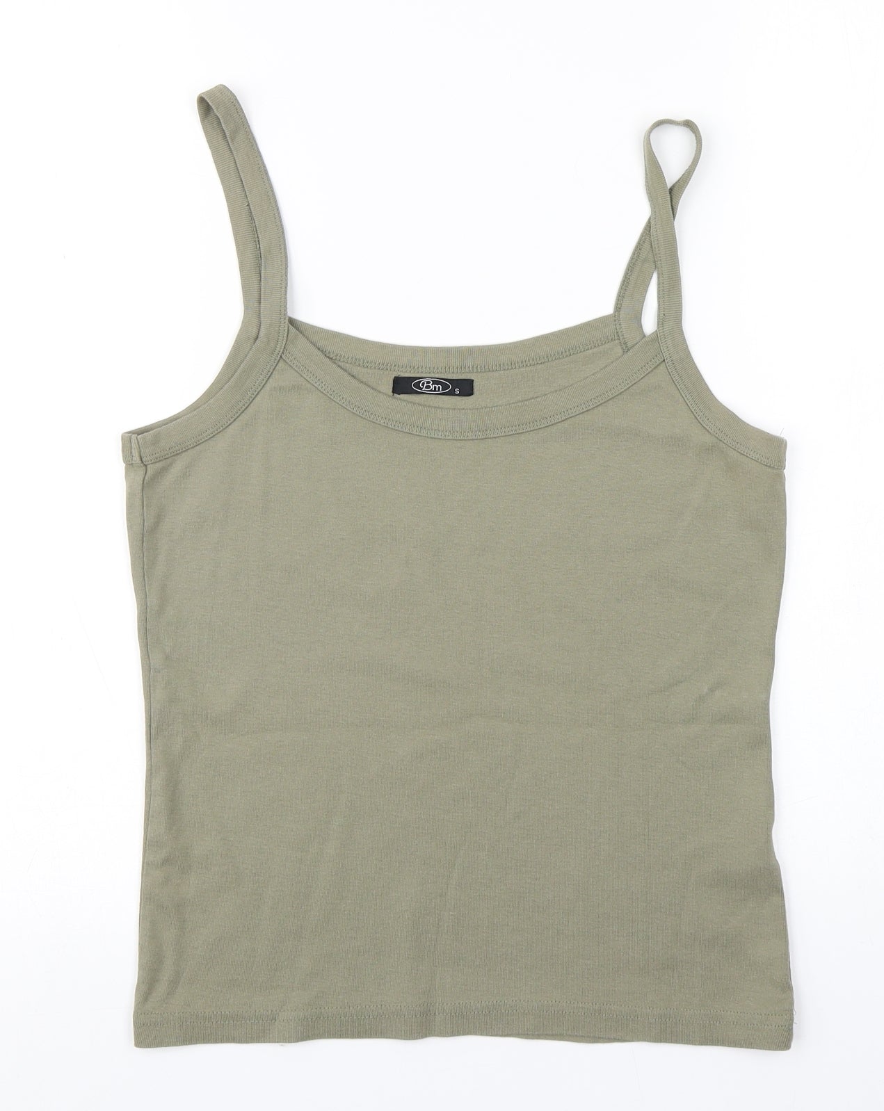 BM Womens Brown  Cotton Basic Tank Size S Round Neck