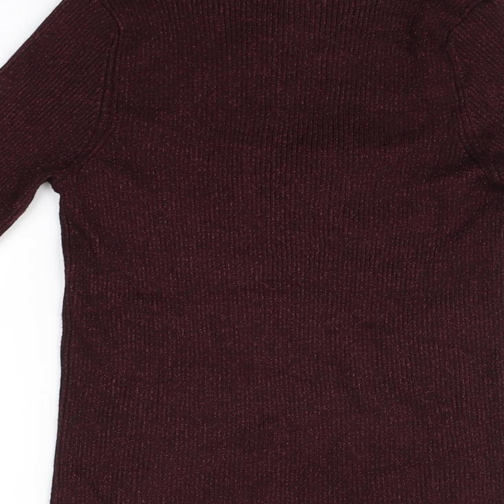 F&F Womens Red Round Neck  Viscose Pullover Jumper Size 10
