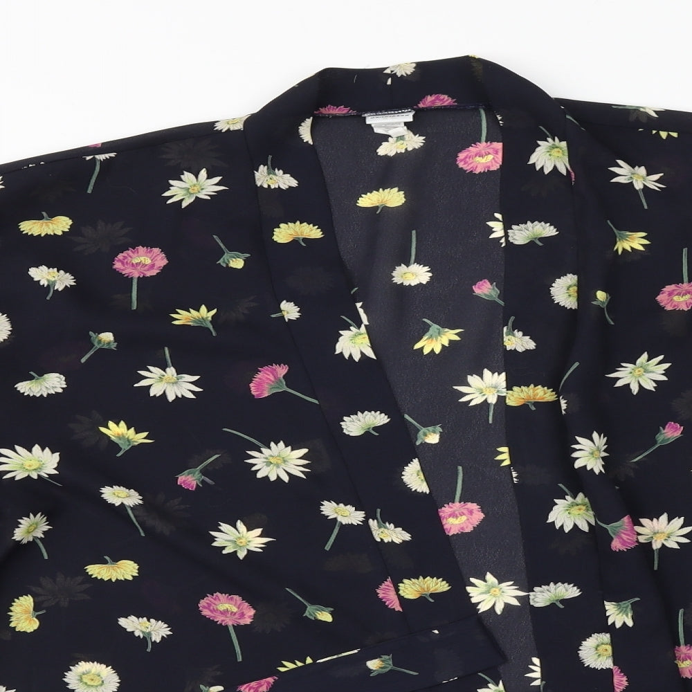 Knickerbox Womens Black Floral Polyester Basic Blouse One Size Round Neck