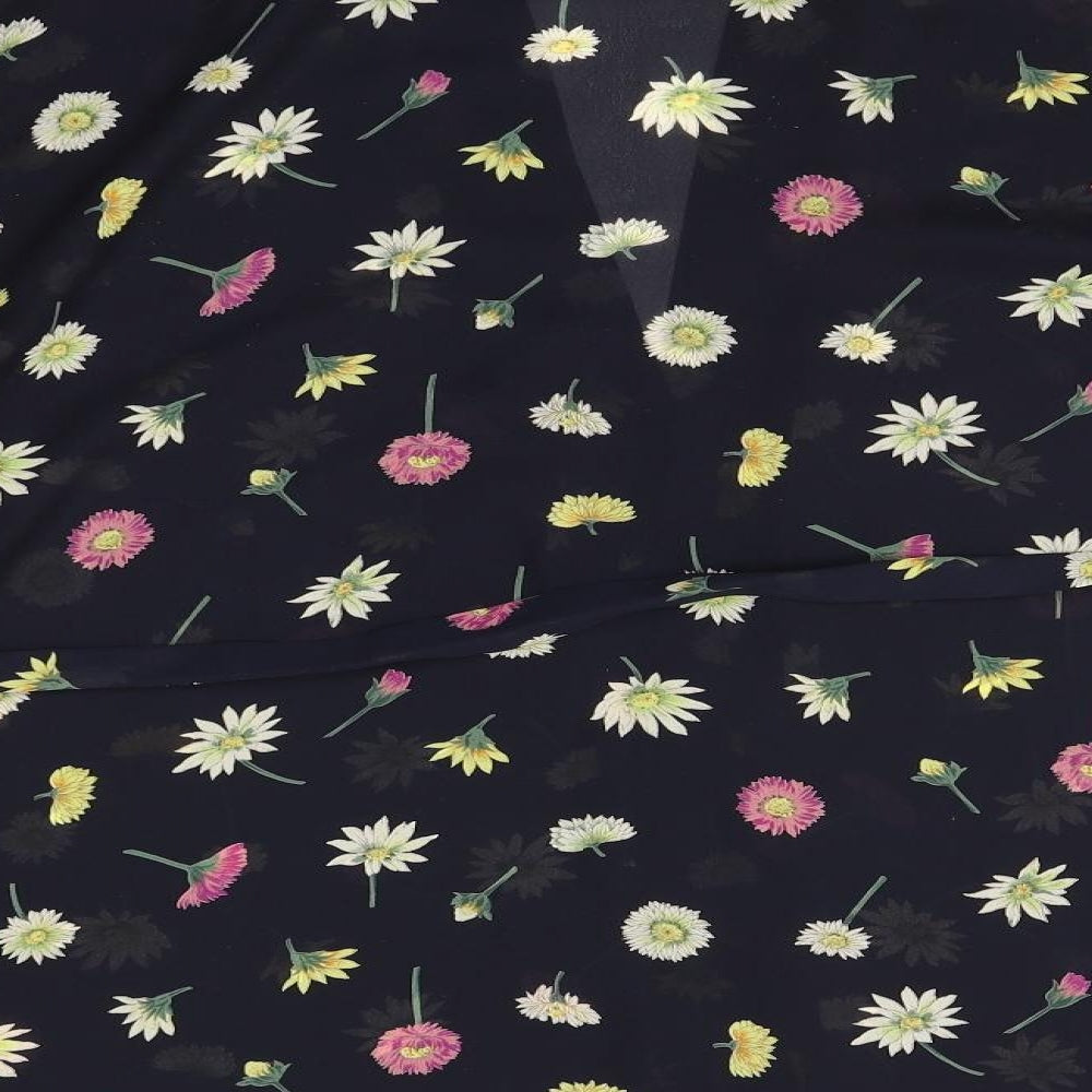 Knickerbox Womens Black Floral Polyester Basic Blouse One Size Round Neck