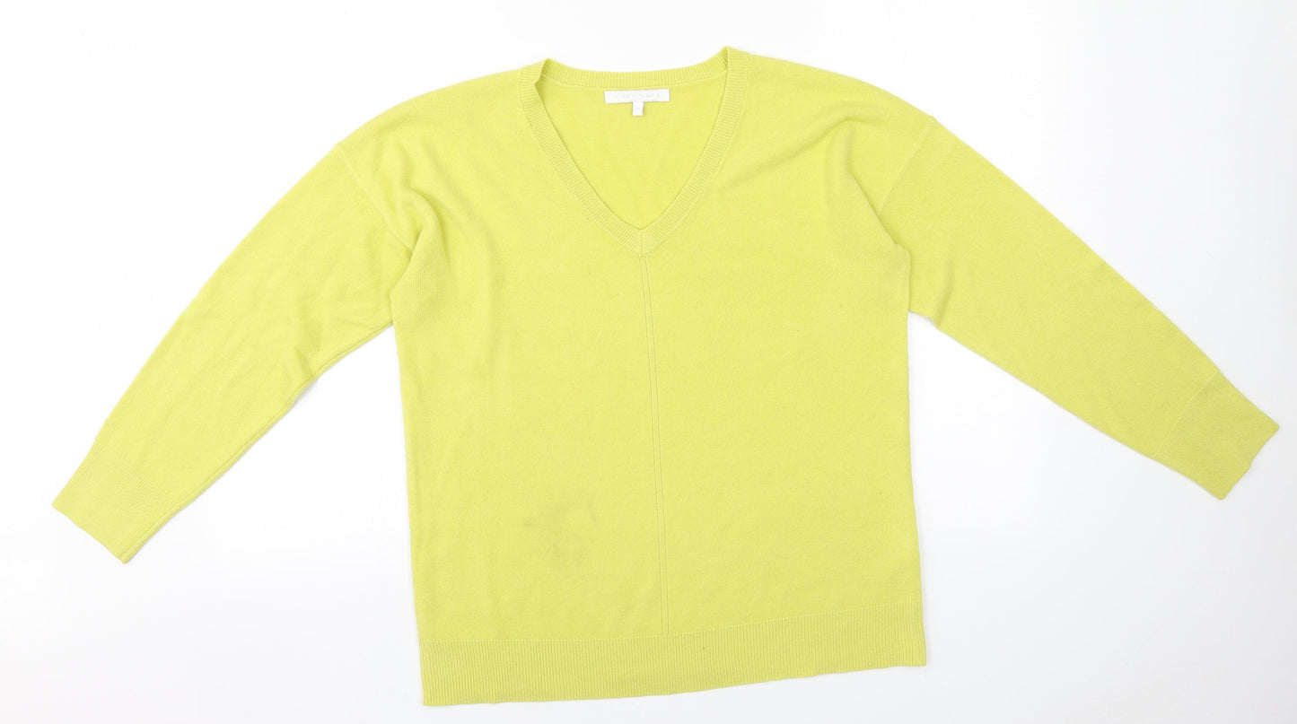NEXT Womens Green V-Neck  Acrylic Pullover Jumper Size 14
