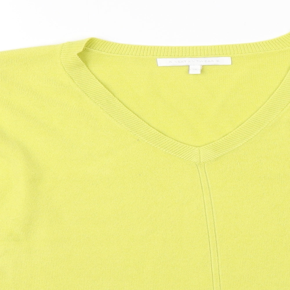 NEXT Womens Green V-Neck  Acrylic Pullover Jumper Size 14