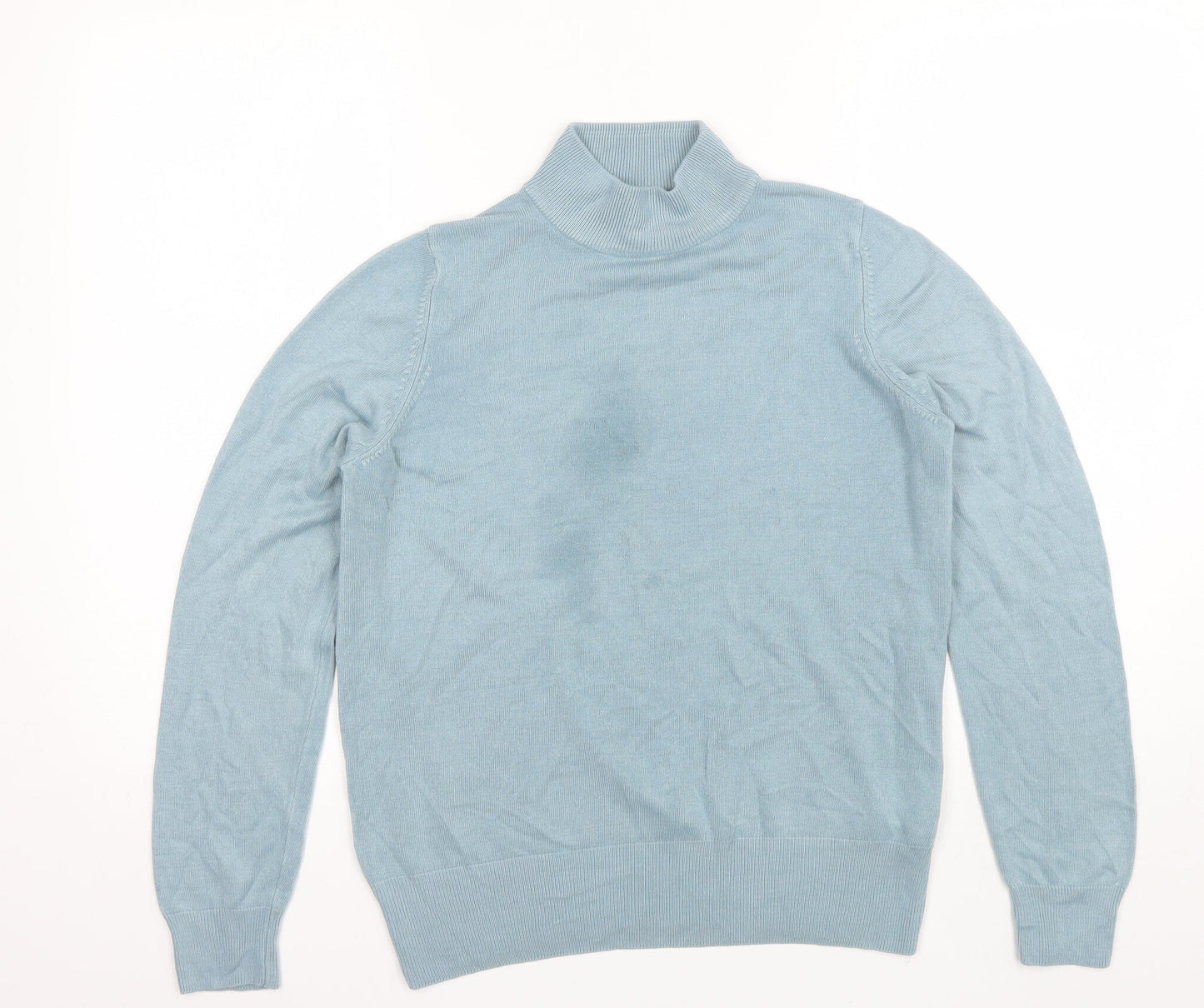 Marks and Spencer Womens Blue High Neck  Acrylic Pullover Jumper Size 12