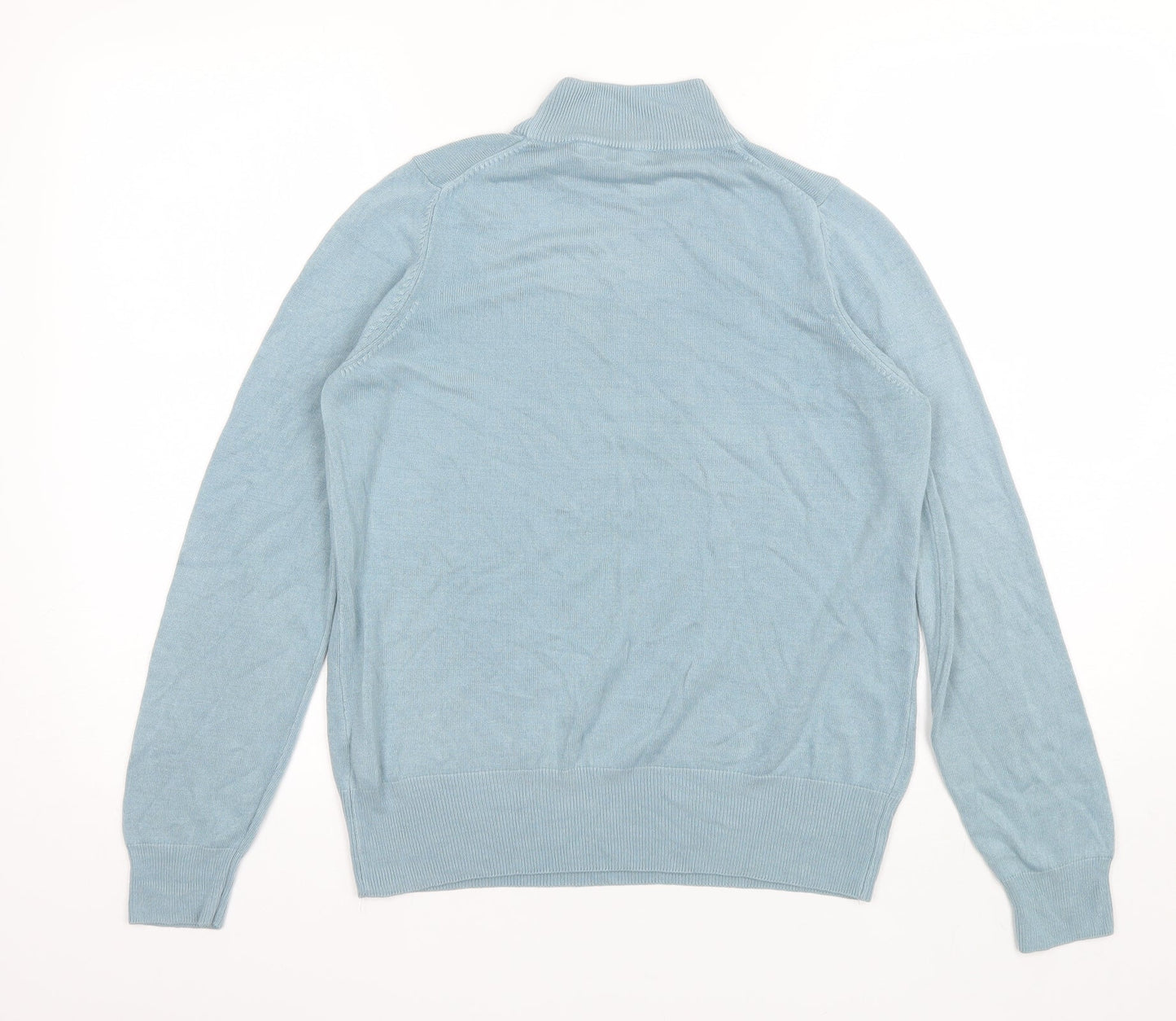 Marks and Spencer Womens Blue High Neck  Acrylic Pullover Jumper Size 12