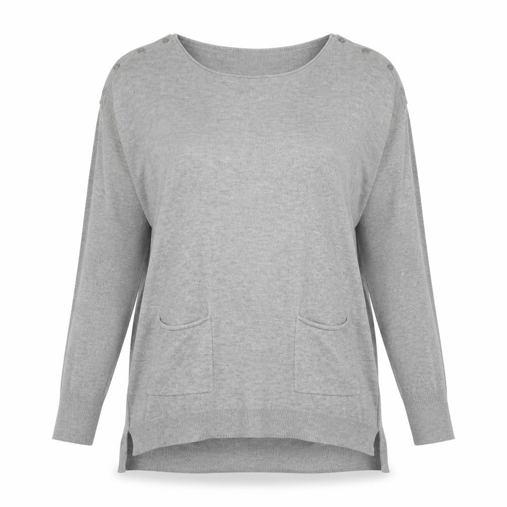 Walis Womens Grey Round Neck  Acrylic Pullover Jumper Size M
