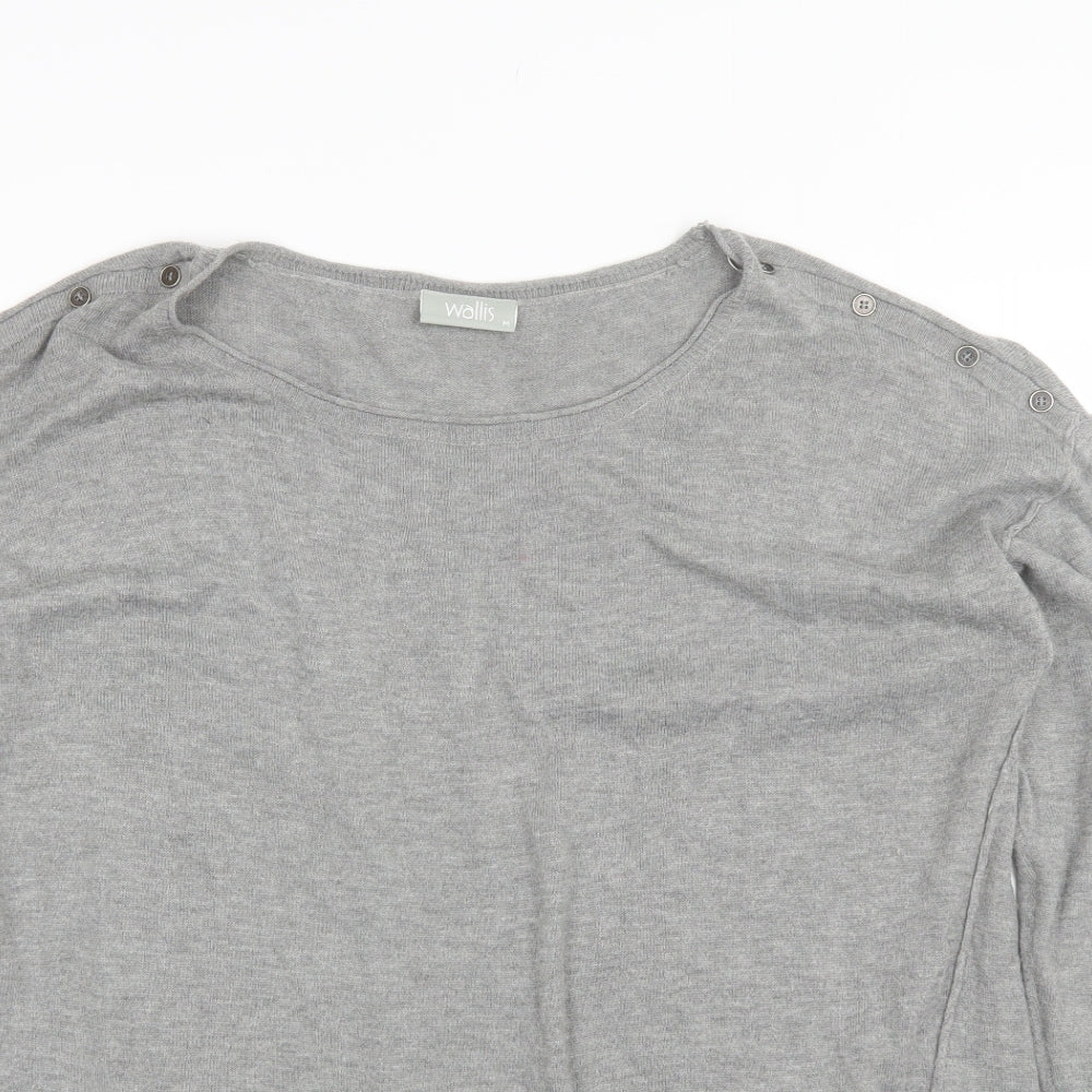 Walis Womens Grey Round Neck  Acrylic Pullover Jumper Size M