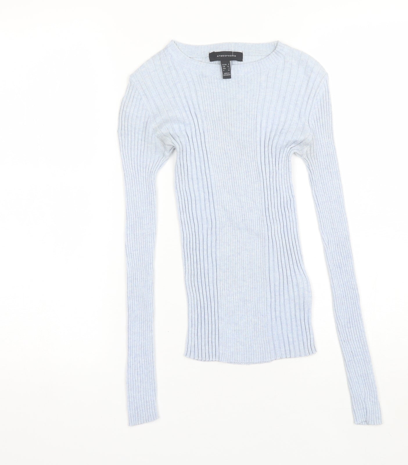 Atmosphere Womens Blue Round Neck  Nylon Pullover Jumper Size 6