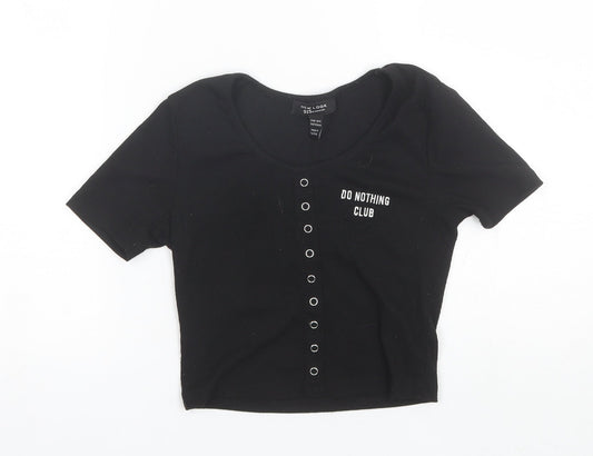 New Look Girls Black  Polyester Basic T-Shirt Size 10-11 Years Round Neck