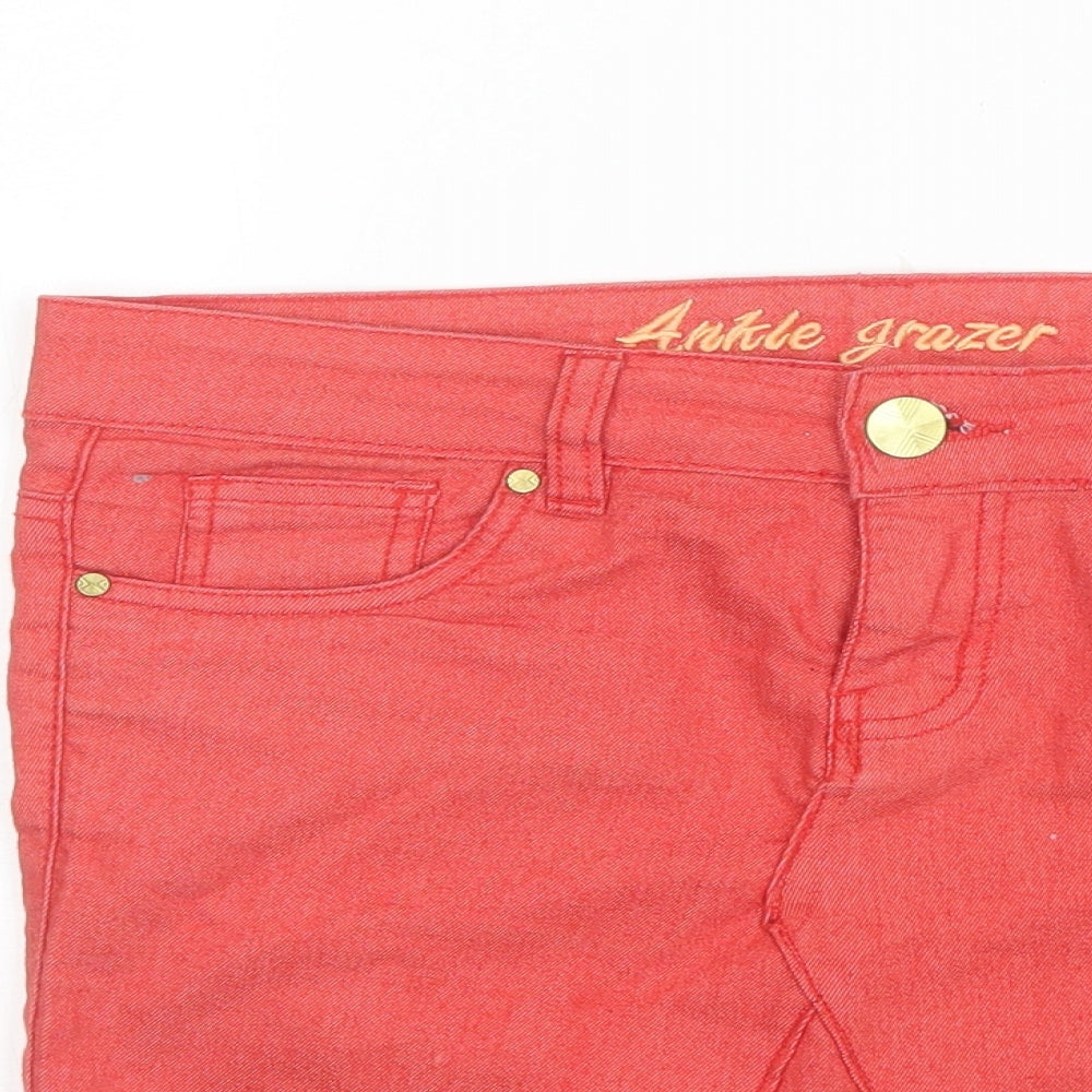 Denim Co Womens Red  Cotton Mini Skirt Size 10