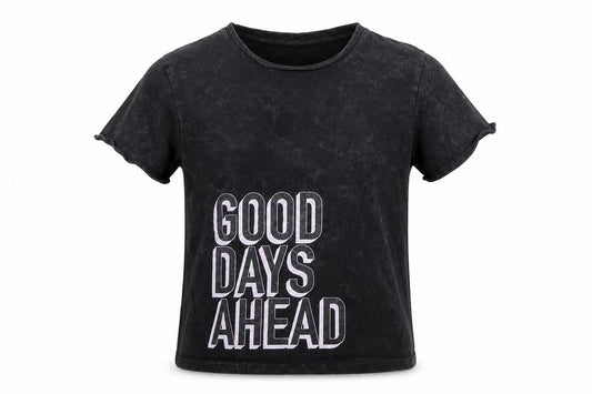F&F Girls Black  Cotton Basic T-Shirt Size 6-7 Years Round Neck