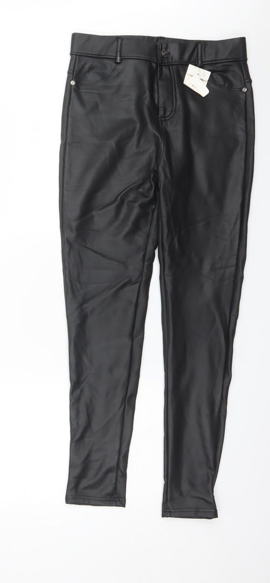 Moski Womens Black  Polyester Trousers  Size XL L27 in Regular