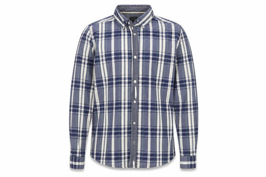 ACW85 Mens Blue Plaid Cotton  Button-Up Size L Collared