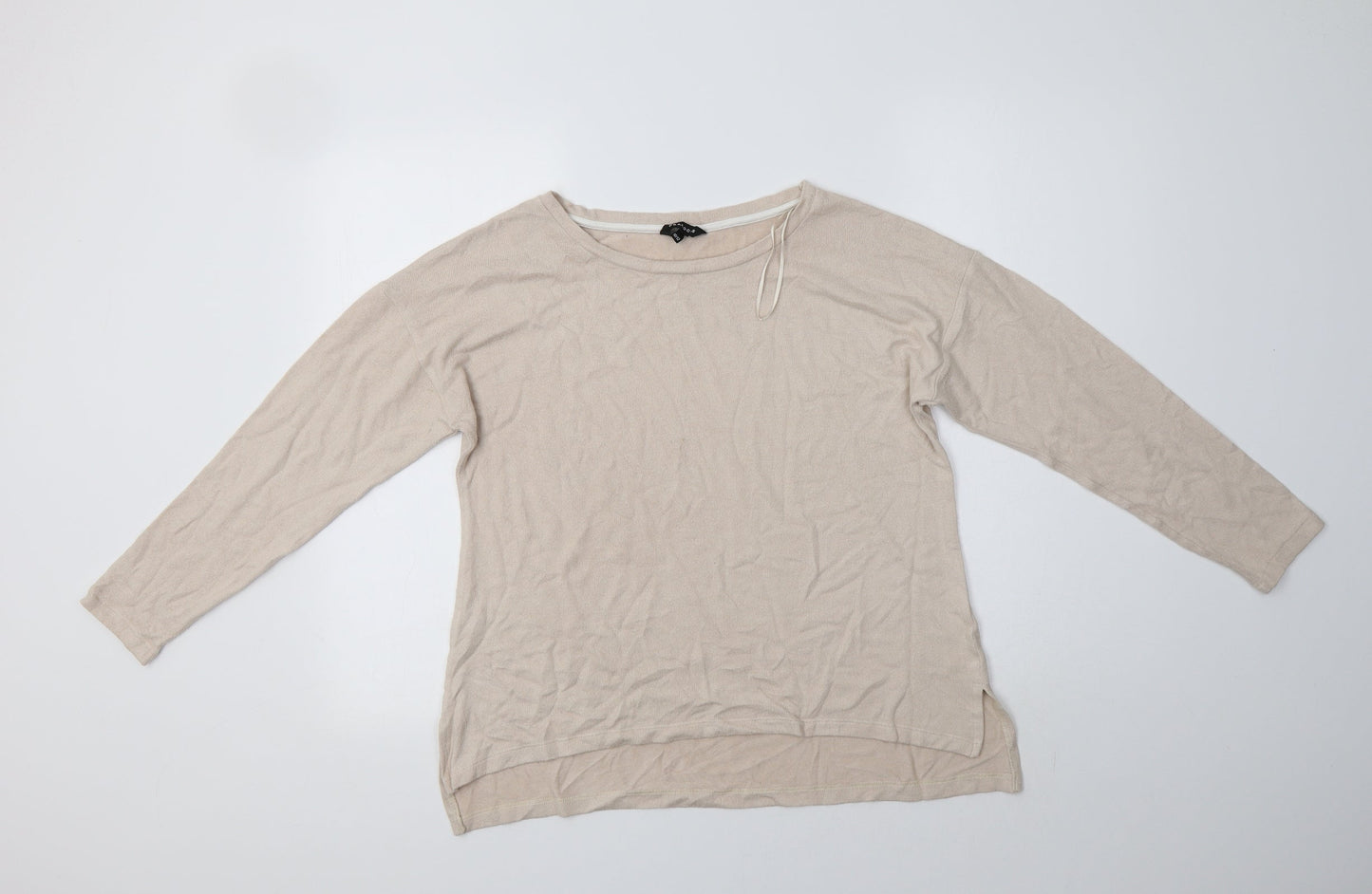 Peacocs Womens Beige Crew Neck  Polyester Pullover Jumper Size 12