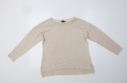 Peacocks Womens Beige Crew Neck  Polyester Pullover Jumper Size 12