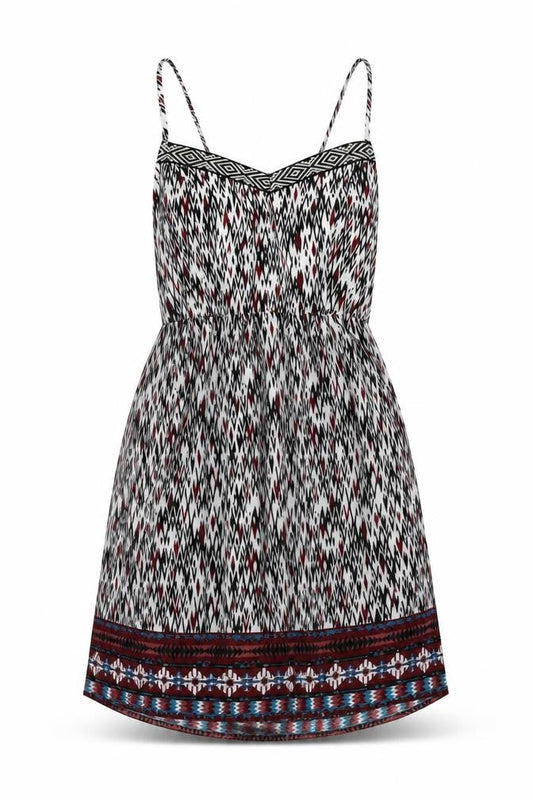 Three Pink Hearts Womens Multicoloured Geometric Polyester Fit & Flare  Size L  V-Neck