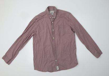 Preloved George Mens Pink Polka Dot Cotton  Button-Up Size L Collared - Front