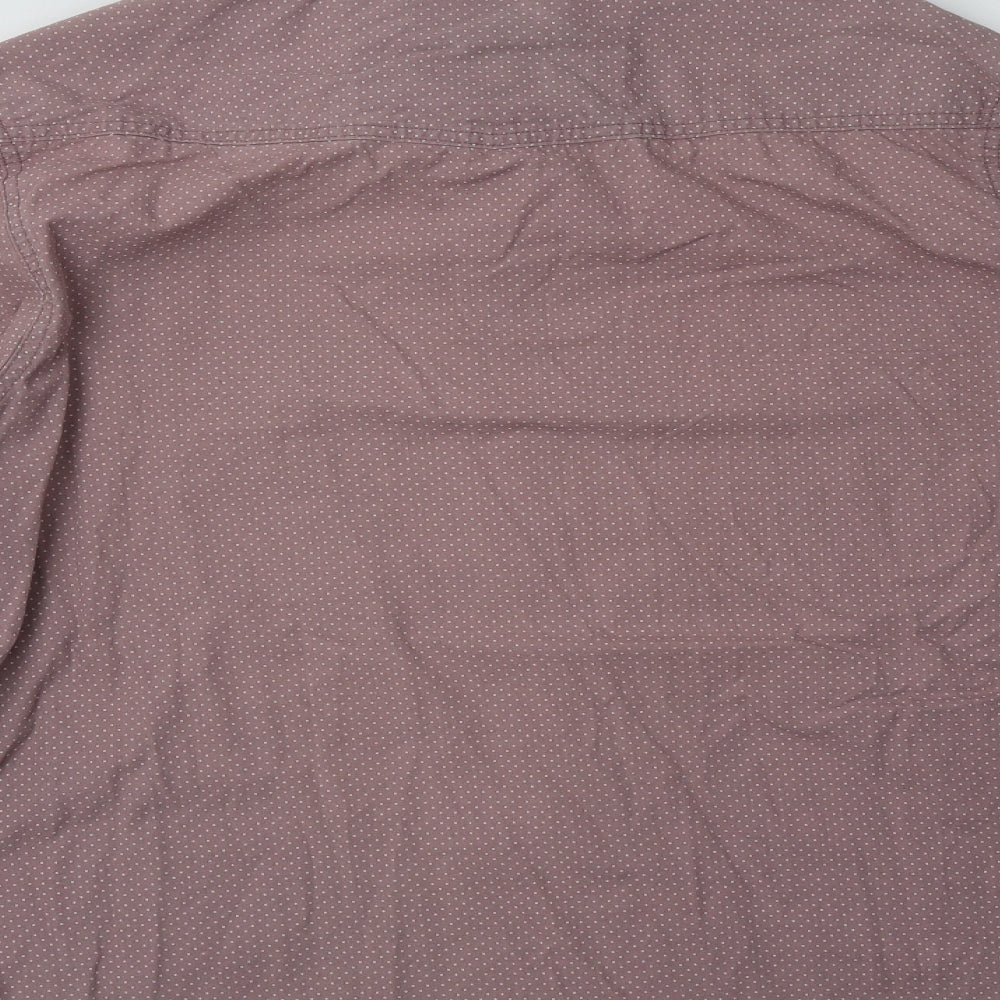 George Mens Pink Polka Dot Cotton  Button-Up Size L Collared