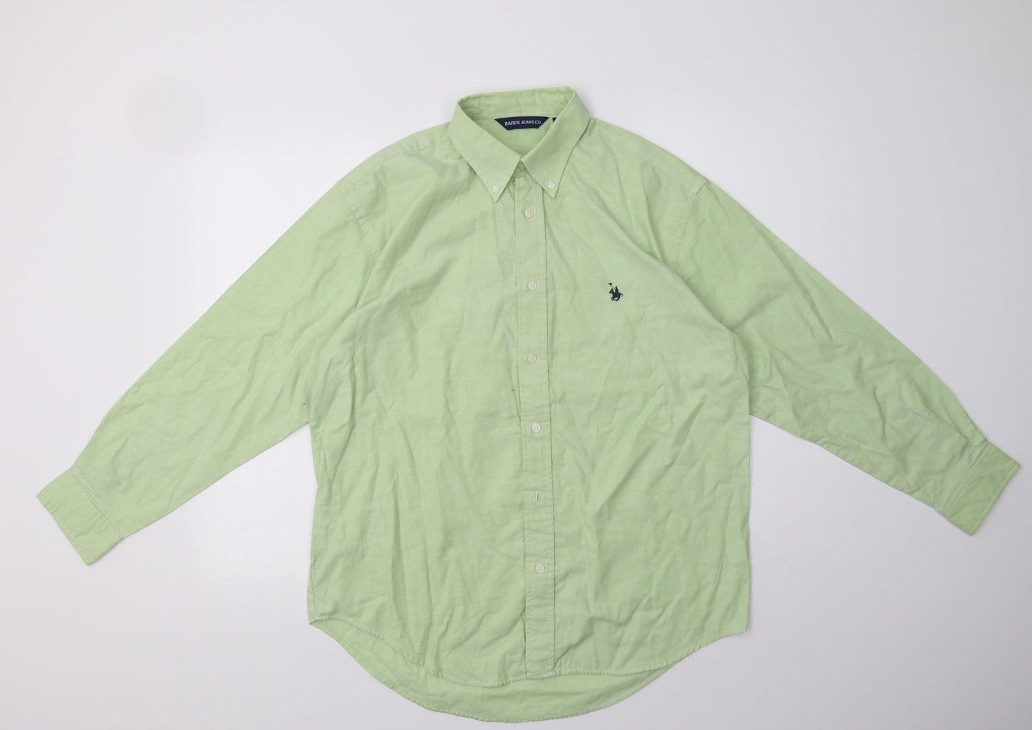 Baresi Jeans Mens Green  Cotton  Button-Up Size M Collared