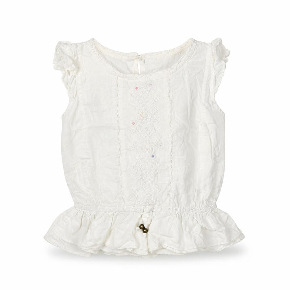 NEXT Girls White  Cotton Basic Blouse Size 6 Years Crew Neck