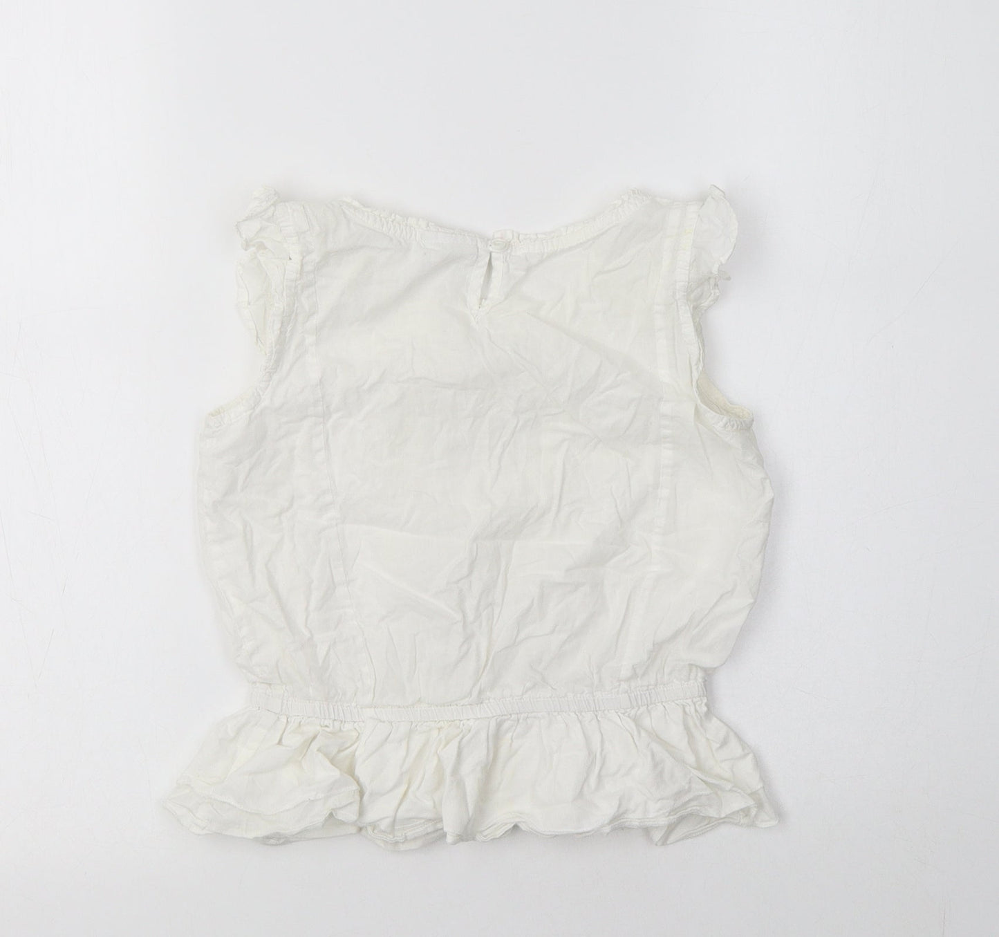 NEXT Girls White  Cotton Basic Blouse Size 6 Years Crew Neck