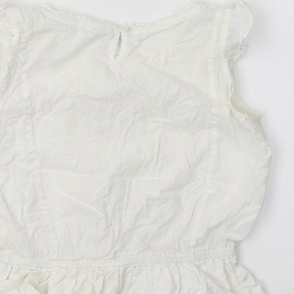 Next Girls White  Cotton Basic Blouse Size 6 Years Crew Neck