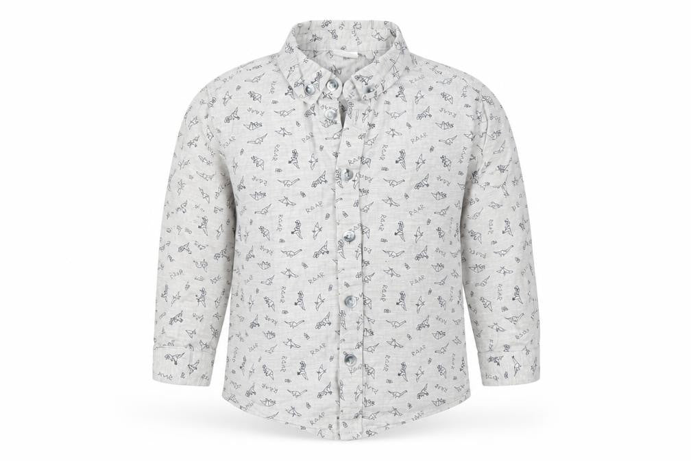 F&F Boys Grey  Cotton Basic Button-Up Size 2-3 Years Collared Button