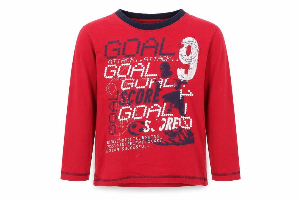 Preworn Boys Red  Cotton Basic T-Shirt Size 8-9 Years Round Neck
