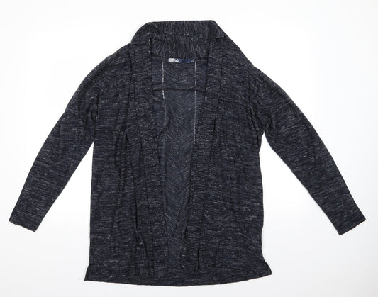 Isle Womens Blue V-Neck  Acrylic Cardigan Jumper Size M   - Blue white mix Longline