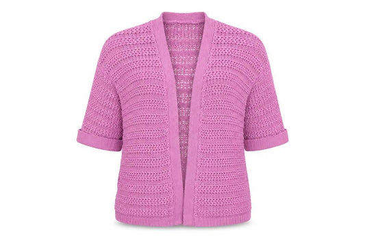 Next Womens Pink V-Neck  Acrylic Cardigan Jumper Size M   - Open knit