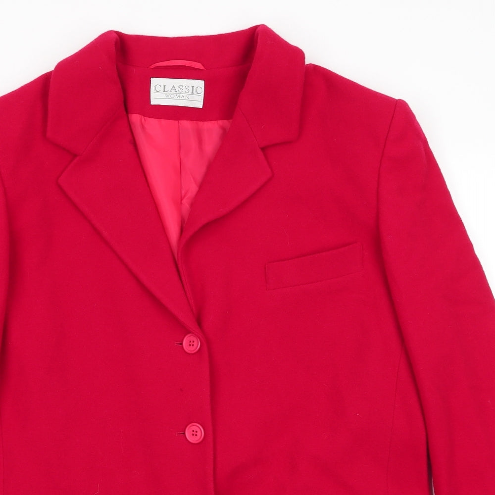 Classic Woman Womens Red   Overcoat Coat Size 14