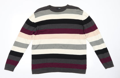 Preloved Peter Werth Mens Multicoloured Round Neck Striped Cotton Pullover Jumper - Front