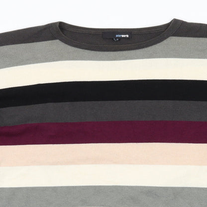 Preloved Peter Werth Mens Multicoloured Round Neck Striped Cotton Pullover Jumper - Detail