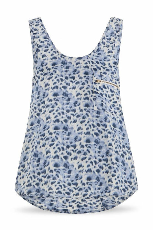 Atmosphere Womens Blue Animal Print Polyester Tunic Blouse Size 8 Round Neck - Open & Elasticated lower back with ties