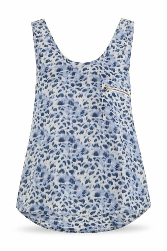 Atmosphere Womens Blue Animal Print Polyester Tunic Blouse Size 8 Round Neck - Open & Elasticated lower back with ties