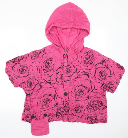 Preloved Kekoo Womens Pink Floral  Jacket     - Black Flowers - Front