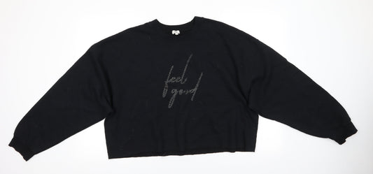 River Island Womens Black   Pullover Sweatshirt Size L   - Feel Good Cropped