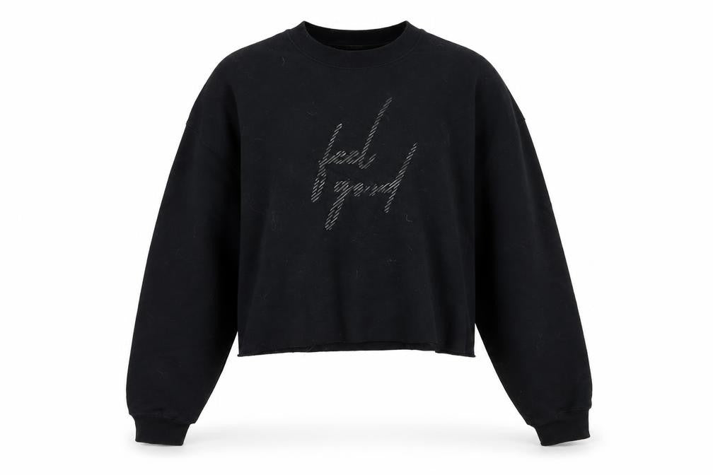 River Island Womens Black   Pullover Sweatshirt Size L   - Feel Good Cropped