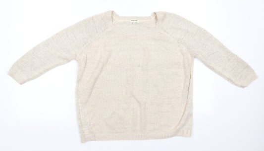 River Island Womens Beige Square Neck  Viscose Pullover Jumper Size S   - Subtle shimmer effect